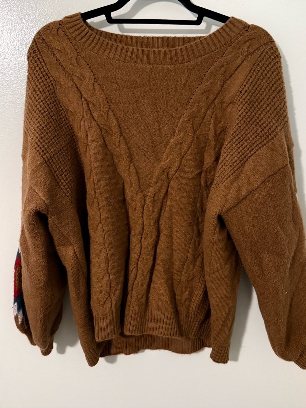 Southern Grace Women’s 3XL Brown Patchwork Sweater